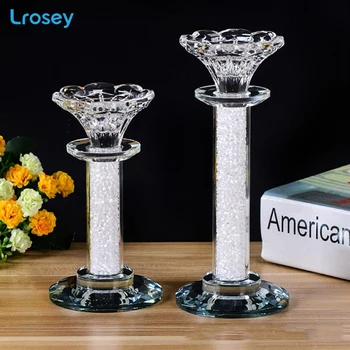 

New upscale European crystal candle holder lighting Table decoration wedding room romantic wedding supplies Crystal candlestick