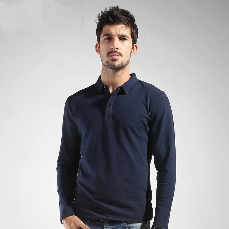 

New Arrival Autumn men's Pure cotton Long-sleeve Polos mens casual tops clothing European Style 16002