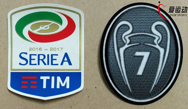 

1617 Milan patches set 2016-2017 Lega Calcio Serie A + grey 7 times winners trophy 7 patches 7th champion cup soccer patches