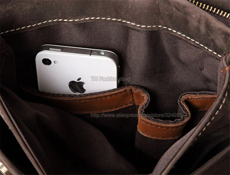Vintage Crazy Horse Genuine Leather Men's Messenger Bag Real Leather Shoulder bags for Men Crossbody Bag for IPAD Case Fashion