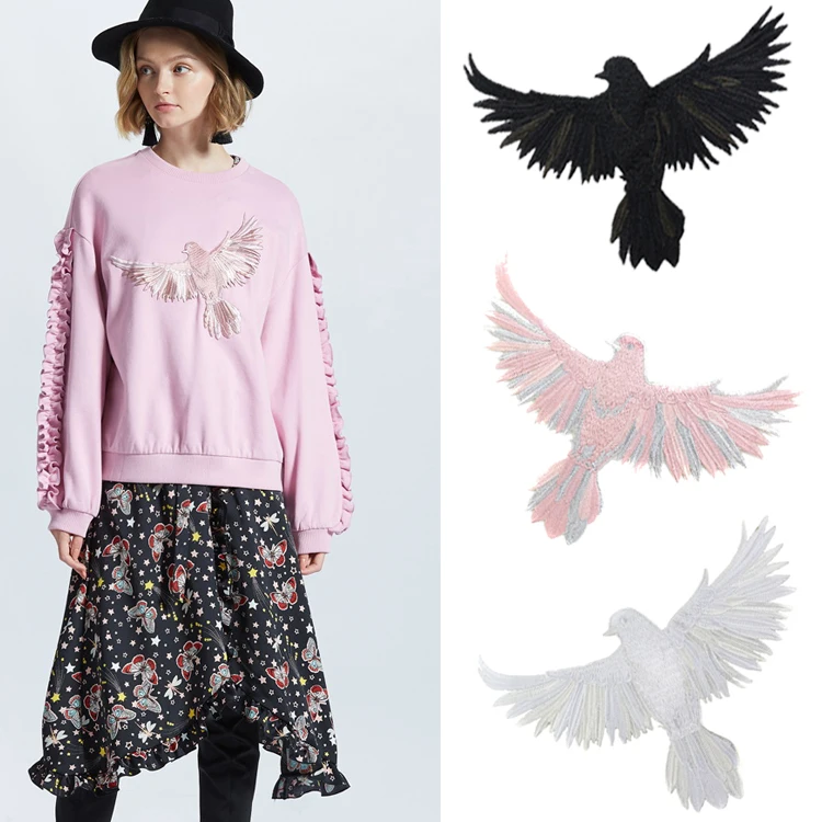 

3 pieces / Embroidered new clothing accessories sweater down jacket decorative hole repair adhesive tape stickers eagle pigeon