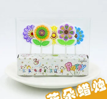 

12 Sets 5pcs/set Sunflower Flowers Candles Candle For Birthday Party Wedding Favor Gift Baking Cake Decoration