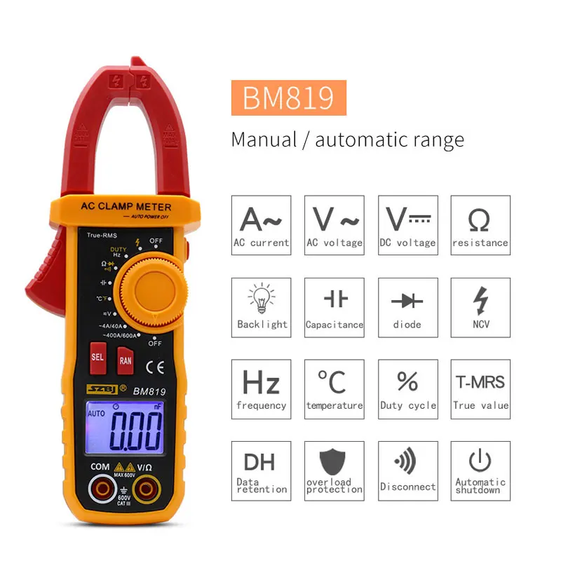 Амперметр SZBJ BM818 BM819 автоматическое измерение диапазона большая емкость