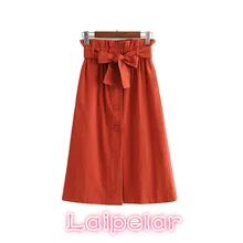Women elegant bow tie sashes skirt A line pleated front split pockets chic mid skirts womens dot button summer high waist skirt Women elegant bow tie sashes skirt A line pleated front split pockets chic mid skirts womens dot button summer high waist skirt