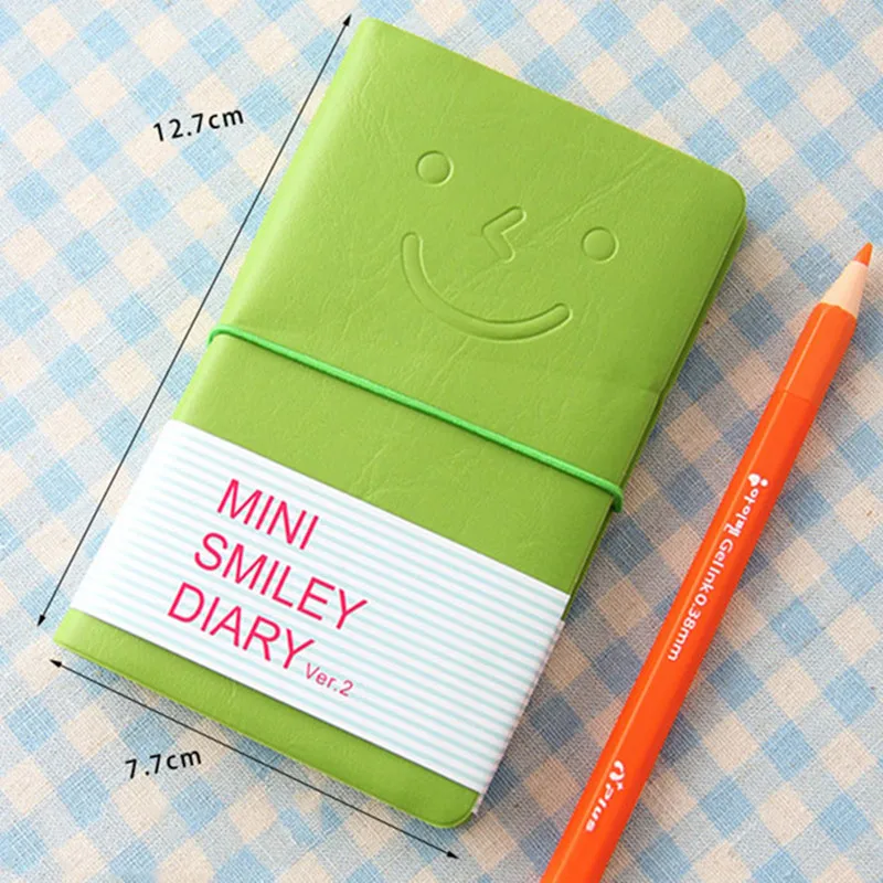 Конфетные цвета модные милые очаровательные мини смайлик бумажный блокнот ежедневник для заметок книга кожа блокноты канцелярские Pocketbook