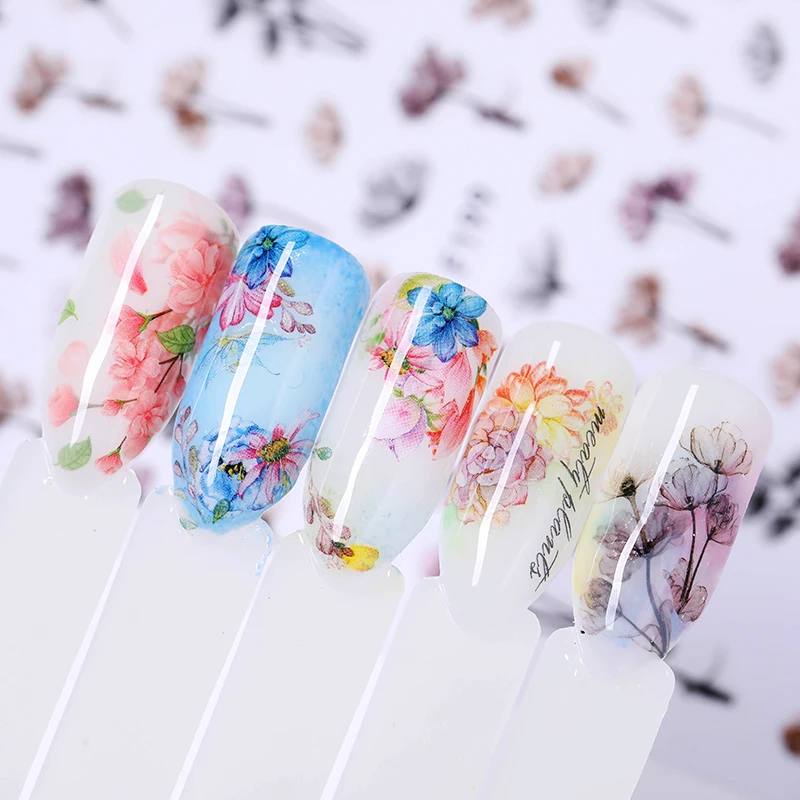 1 Sheet Colorful 3D Nail Sticker Succulent Plants Flowers Design DIY Nail Art Adhesive Transfer Sticker Decals Manicure Decor