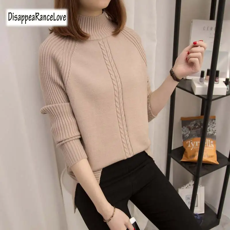 

Turtleneck Sweater 2019 Women Vintage High Neck Wide Sleeve Knitted Thickening Warm Pullover Oversize Jumper Large Loose Sweater
