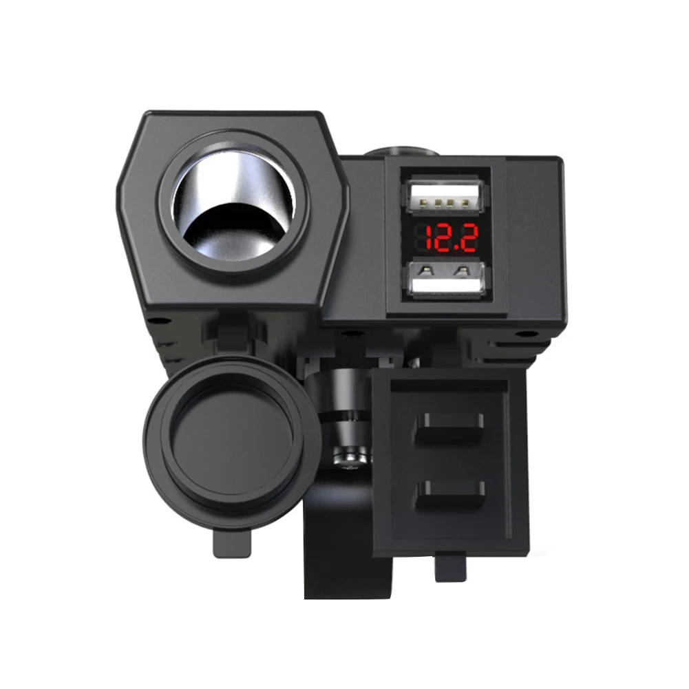 

12V-24V 2.1A Scooter Dual USB Ports Motorcycle With Switch Waterproof Motorbike ATV Charger With Voltmeter Multifunction Car