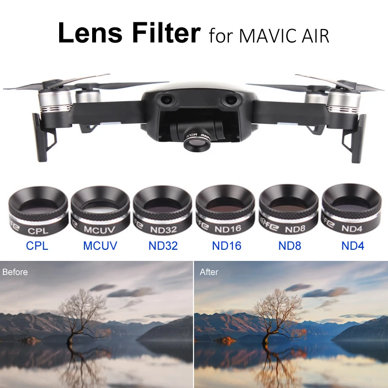 Preise DJI Mavic Air Objektiv filter kit Multifunktionale Objektiv Filter MCUV CPL ND4 ND8 ND16 ND32 Filter Sonnenschutzes für DJI MAVIC AIR Freies Schiff
