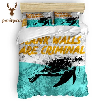 

FamilyDecor DHL Free Shipping Rustic Wall Sea Turtle Quilt Cover Bedding Quilted Duvet Set Machine Washable Polyester Fabric