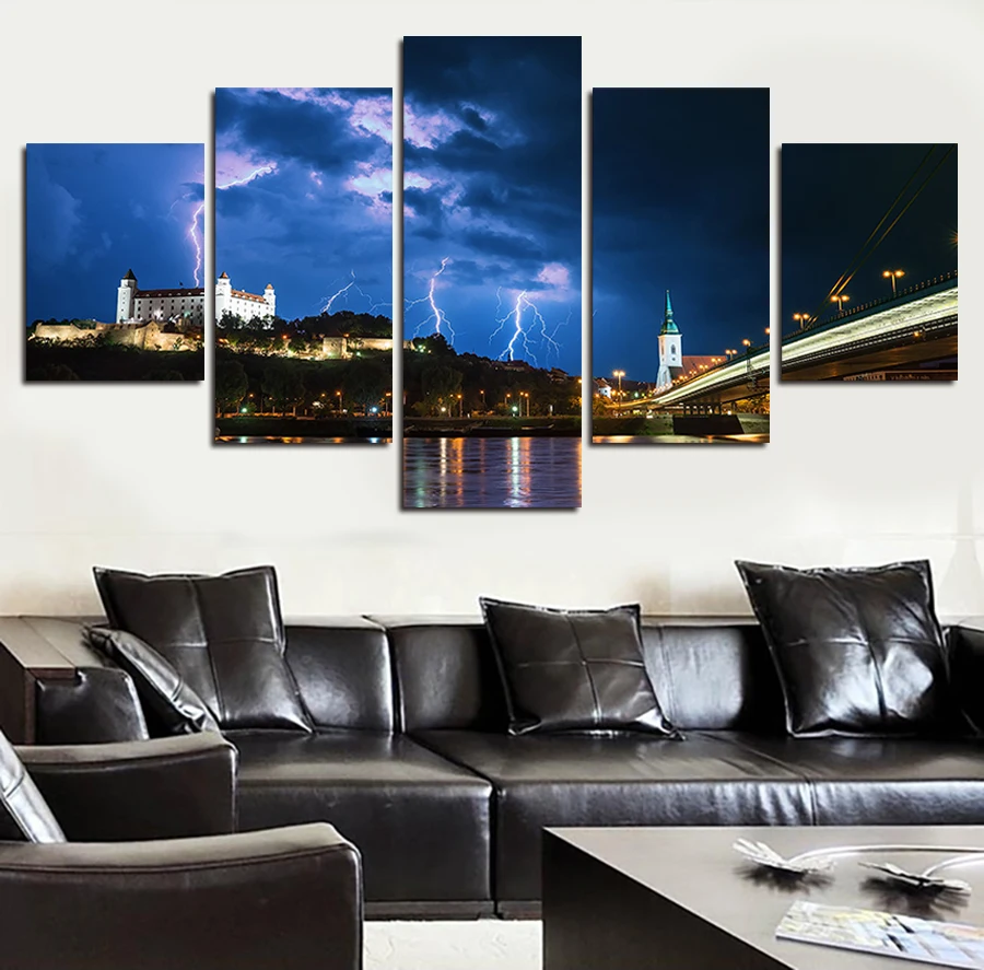 5 шт./компл. Холст Искусство гром и молния ночью картины на холсте украшения для