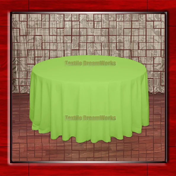 108"R Lime Green 210GSM Polyester plain Table Cloth For Wedding Events