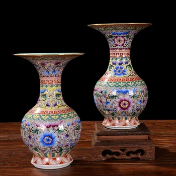 

Antique Handpainted Ceramic Vase Enamel Antique Vase Classical Household Adornment Handicraft Furnishing Articles