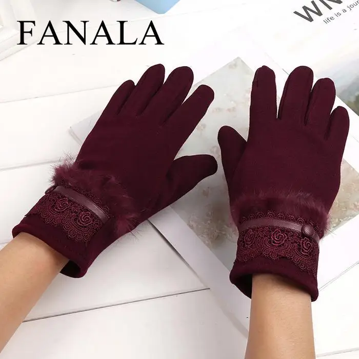 

Fashion Solid Finger Hand Warmer Full Gloves Female Driving Women Gloves Outdoor Winter