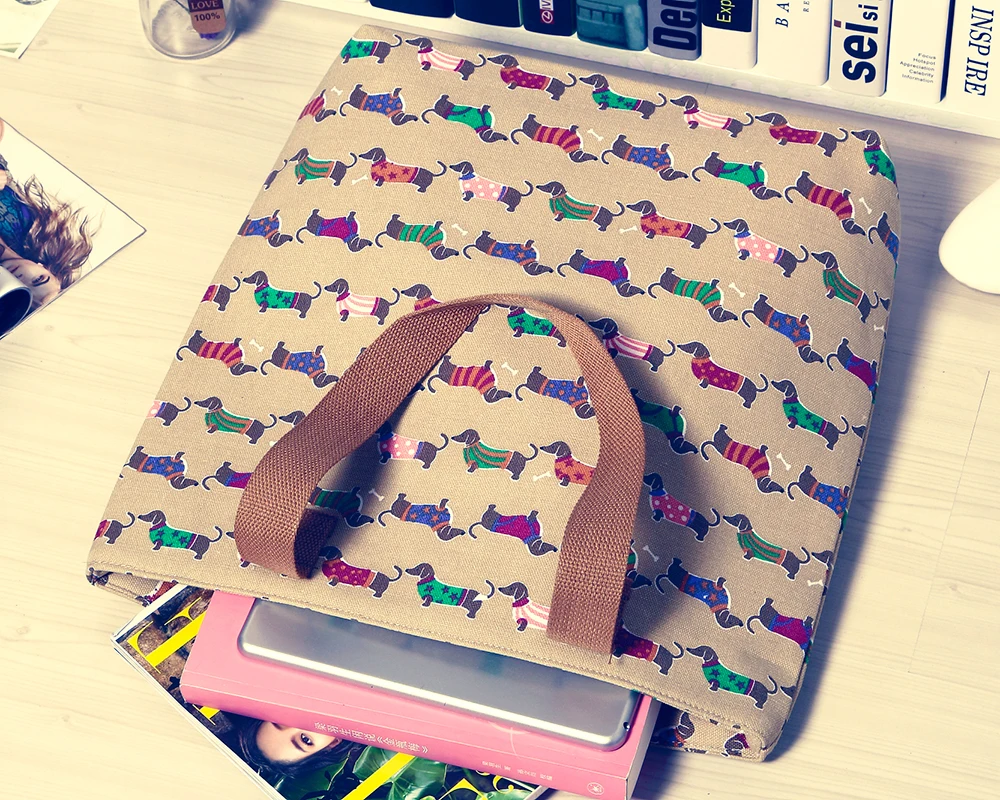 Dachshund Tote Cartoon Sausage Dog Pet Handbag Girl Casual Canvas Shoulder Bag for Women  Shopping Bag (4)