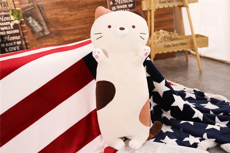 70/100cm Big Soft Plush Cat Toy Popular Kawaii Cat Toy Pillow Toy for Sleeping Baby Stuffed Animals Doll Child Birthday Gift