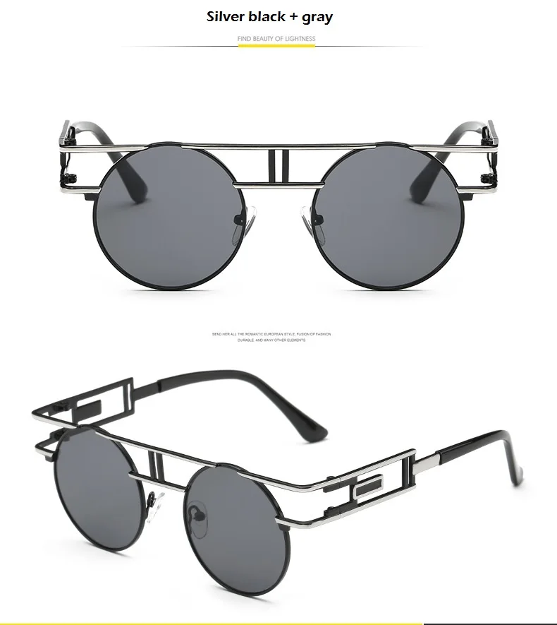 Винтажные мужские солнцезащитные очки в стиле стимпанк женские брендовые дизайнерские Винтажные Солнцезащитные очки Мужские Круглые