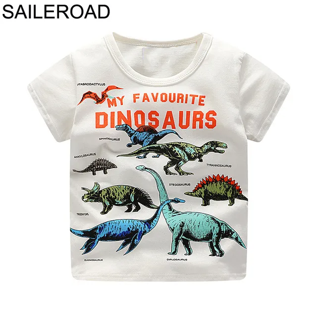 SAILEROAD 2-8Years 4Style Dinosaurs Print Baby Boys T Shirt Summer New Children Kids Boy's Shorts Sleeve Clothes Boys Tops Tees 5