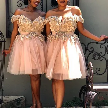 

Floral Bridesmaid Dresses Short vestido madrinha Wedding Guest Dress Maid Of Honor Bead Bridesmaid Dress brautjungfernkleid
