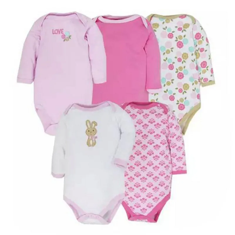 2016 New Baby Bodysuits 5PICSLOT Cotton Soft Baby Girls Boys Clothes Long Sleeve Children Jumpsuit Newborn Body Next Coveralls (1)