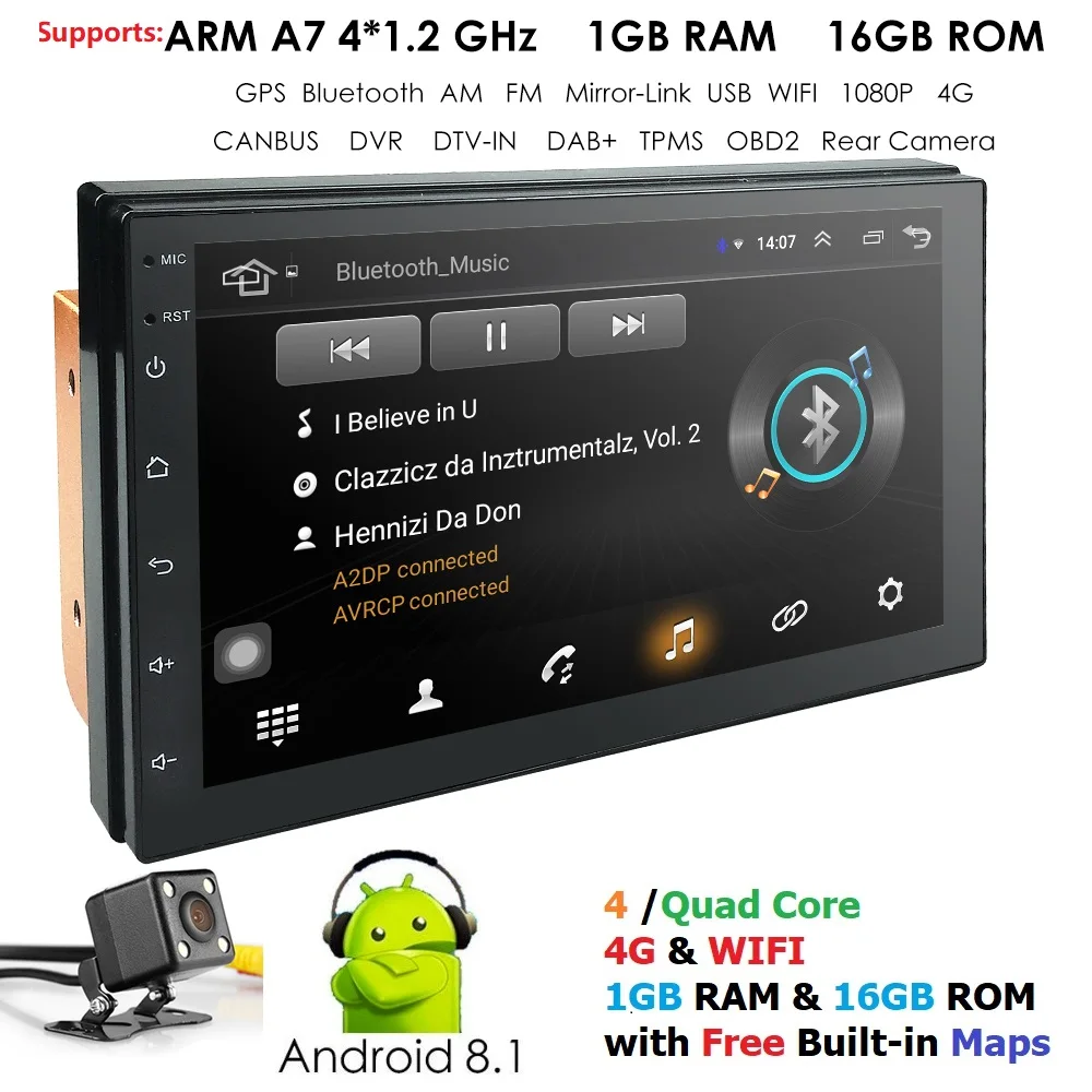 

2 Din Android 9.0 Car Radio multimedia Player Universal GPS Navigation Bluetooth WiFi 2din Autoradio Stereo Audio camera dvr map
