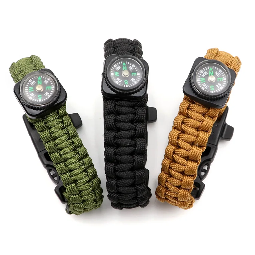 

Paracord Survival Bracelet Military Emergency Outdoor Compass Scraper Whistle buckle for Camping Rescue EDC Bracelets 4 in 1