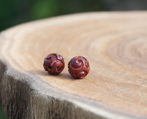 6mm 8 10 12mm Red Sandalwood Wood Wooden Carved Cloud Loose Beads Mala Bead Japa Mala
