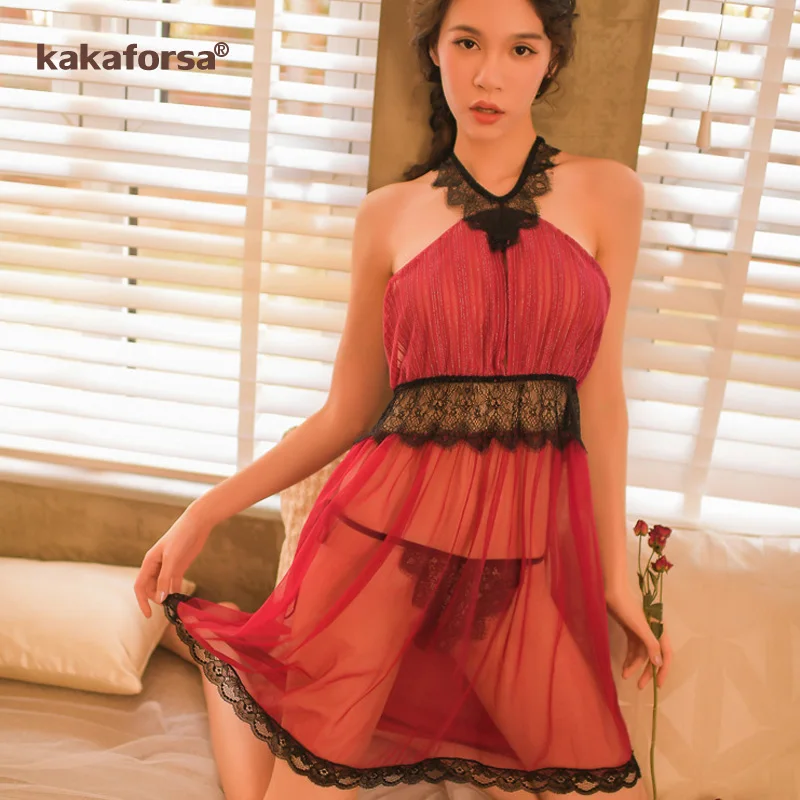 Kakaforsa, сексуальная клубная Мини Ночная рубашка с открытой спиной, ночная рубашка с бретельками, бодикон, ночное женское платье, Повседневные Вечерние женские платья - Цвет: red