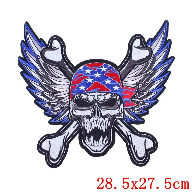 Large Size Iron On Skull Crossbones Biker Patches Swing Motorcycle Mc Patches Heavy Metal Biker