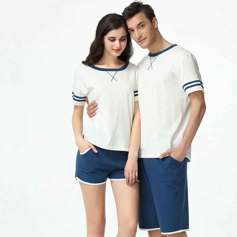 

pink short sleeve O neck cute design pijamas mujer 2016 summer new design bundle pajamas modal 2 pieces couple pyjama femme