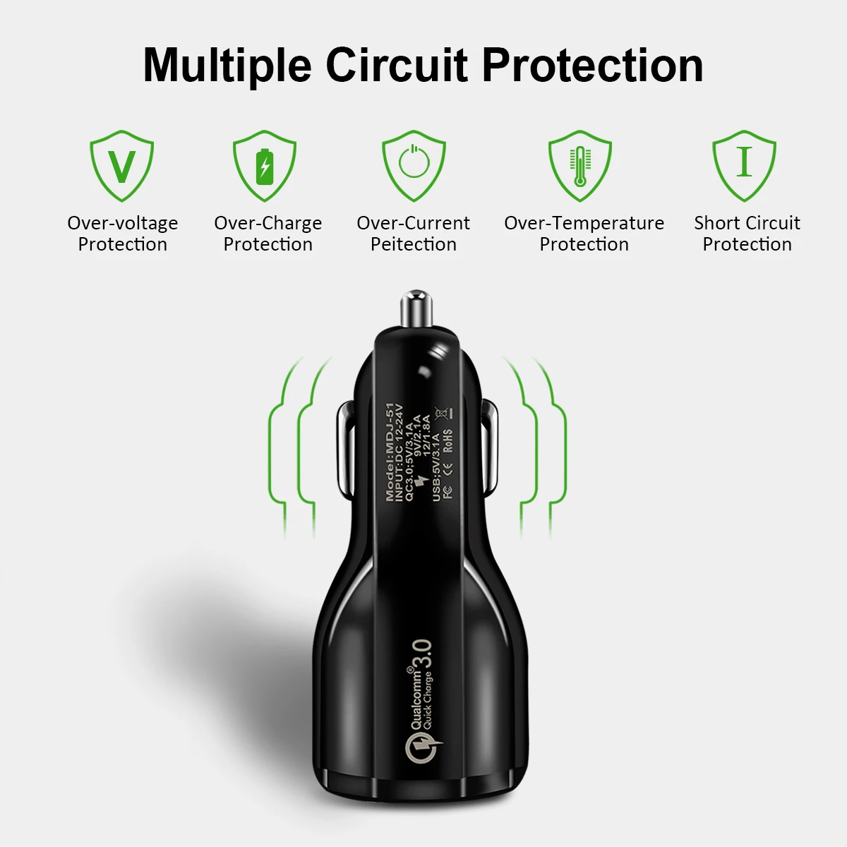 Автомобиль Зарядное устройство Quick Charge 3 0 для мобильного телефона Dual Usb Qualcomm Qc