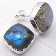Chanti Международный Серебряный Синий Яркий лабрадорит подушки современные серьги-гвоздики 1,2 см