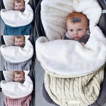 Зимний детский спальный мешок, бархатный вязаный крючком теплый детский постельный комплект, коляска для новорожденных, Пеленальное Одеяло, Прогулочная ДЕТСКАЯ КОЛЯСКА с конвертом, сумка
