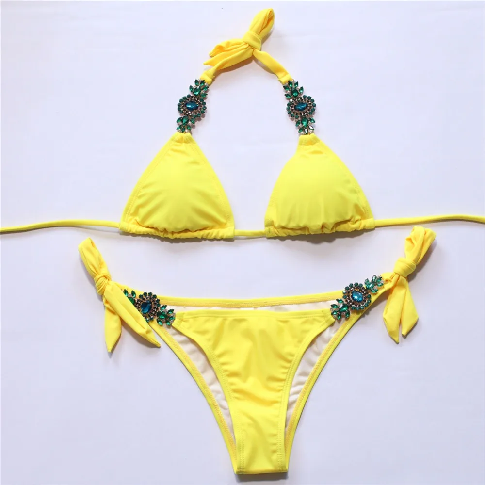 Bikini 2018 Sexy Push Up Crystal Swimsuit Rhinestone Swimwear Women Biquini Maillot De Bain