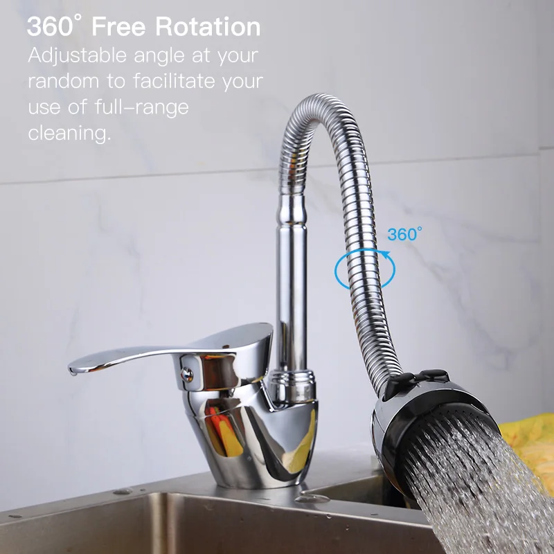 Olinia Faucet for sink Tap Zinc Alloy Single Handle 360� Rotation Contemporary Popular Cold & Hot Water Convenience OL8095W