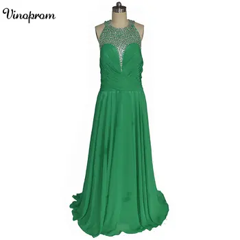 

New Arabic Style Emerald Green A-line Scoop Evening Dresses Sexy Sheer Scoop Neck Hand Sequins Elegant Long Prom Gowns
