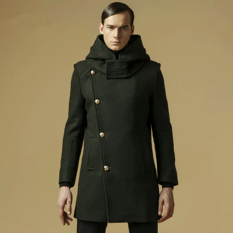 2017 New Winter Thicken Warm Wool Men's Coat With Hoodes