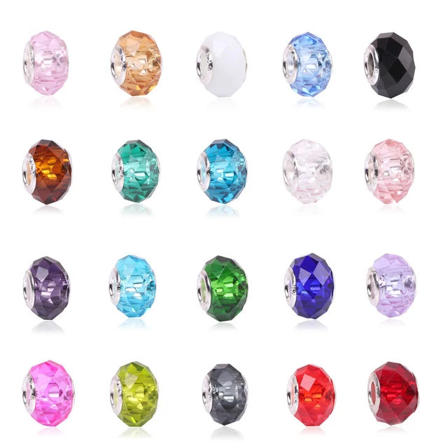 Colorful Crystal Facets Beads Fit Pandora Bracelet Charms Colorful Crystal Facets Beads Fit Pandora Bracelet Charms European Fashion Women Diyjewelry Accessories Free Shipping