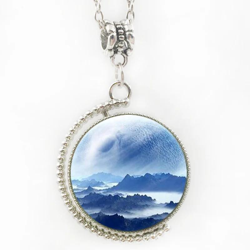 Vintage Rotating glass Globe Necklaces Earth World Map Art Face