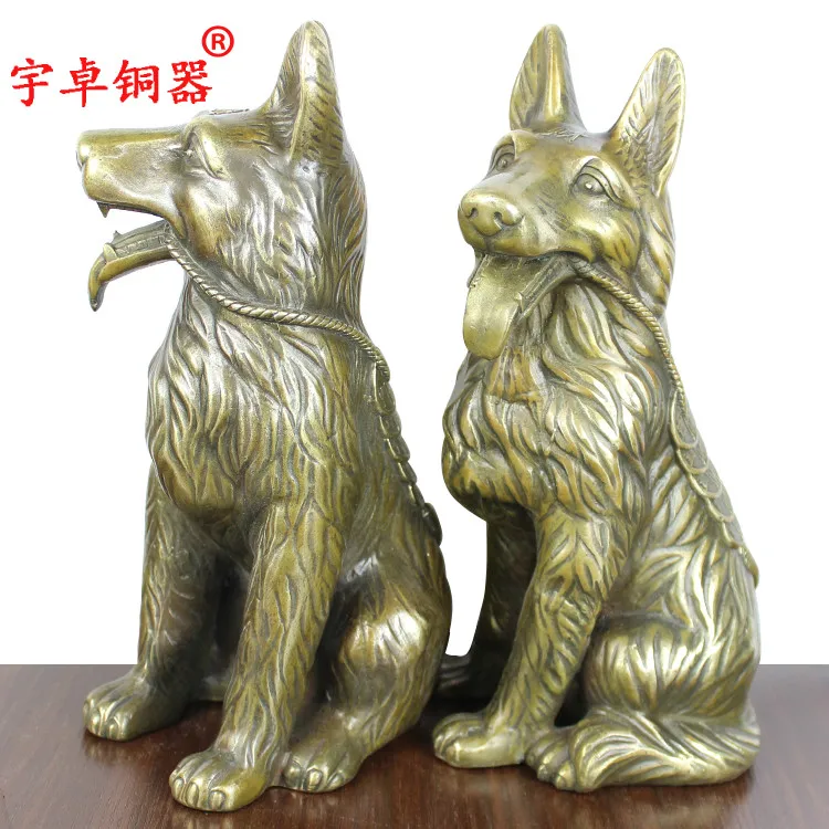 

jade Zhuo copper bronze dog Home Furnishing copper on the Chinese Zodiac Wangcai dog ornaments high 29cm