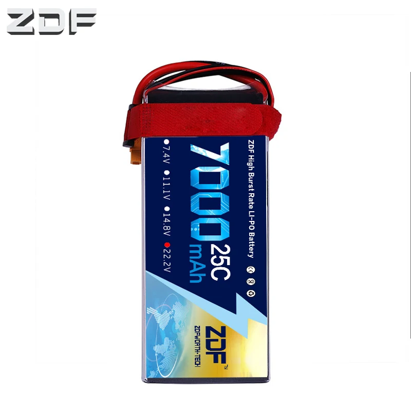 Аккумулятор ZDF Lipo 25C Max 50C 22 2 в 7000 мАч 6S для радиоуправляемых самолетов вертолетов