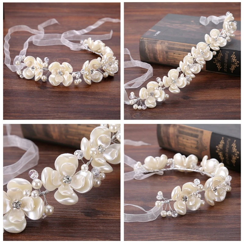 

Bride Hair Band Headband Wedding Flower Floral Luxury Bridal Pearl Women Jewelry