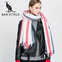 San Витале Для женщин шарф и платки зима теплая Элитный бренд модные мягкие обертывания шерсть, кашемир, шелк хиджаб бандана Шарфы для женщин