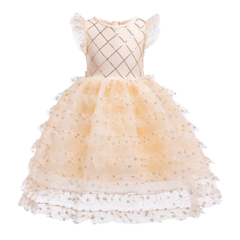 

Baby Girl Mesh Silk Princess Dress for Wedding party elegant Kids Dresses Children Fashion Layer Dress Clothing