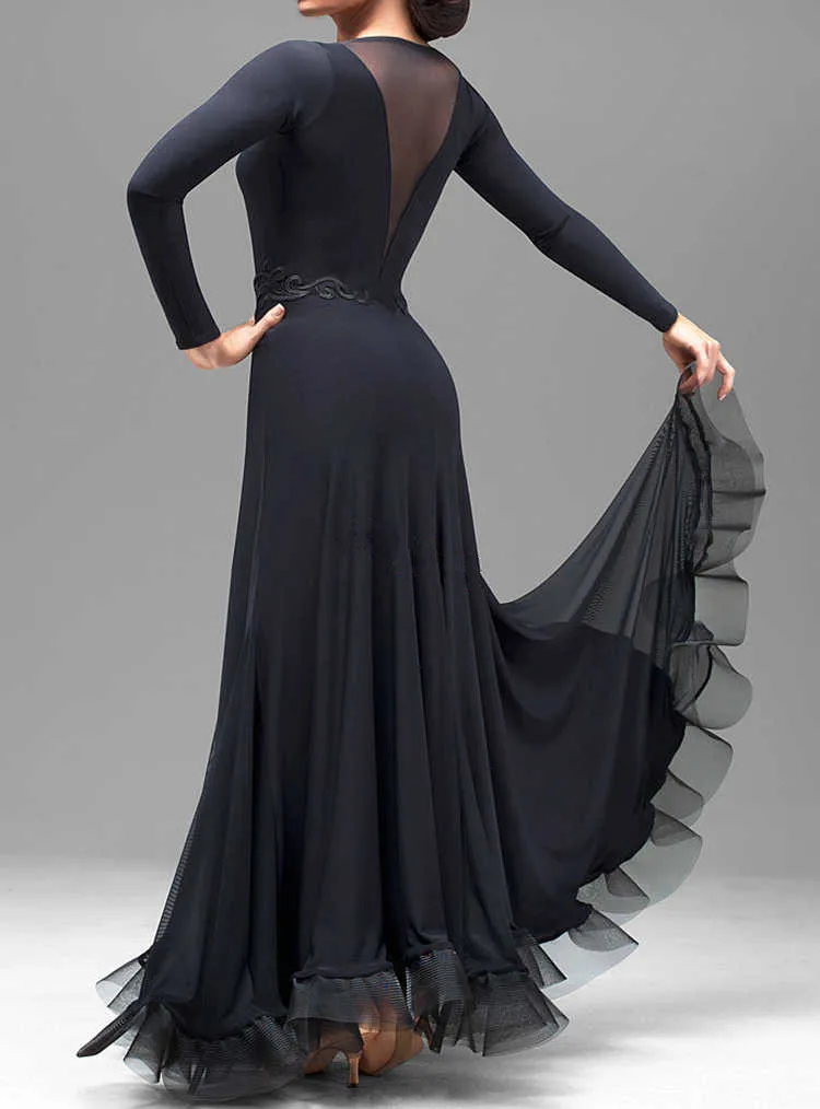Black Adult modern dance costumes women ballroom dance dresses standard ballroom dancing clothe Competition standard dress
