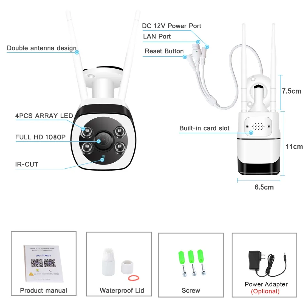 Besder уличная WiFi IP камера 1080P двухсторонняя аудио домашняя Безопасность IP Cam беспроводная 2,4G Поддержка обнаружения движения Водонепроницаемая CamHi App