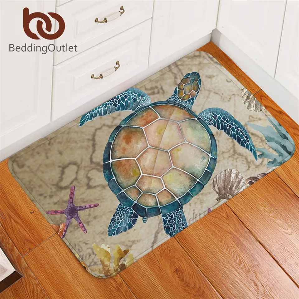 BeddingOutlet черепаха ковер морской Non-slip мягкий коврик морская черепаха коврик абсорбент морской коврик с изображением животных для Спальня 50x80