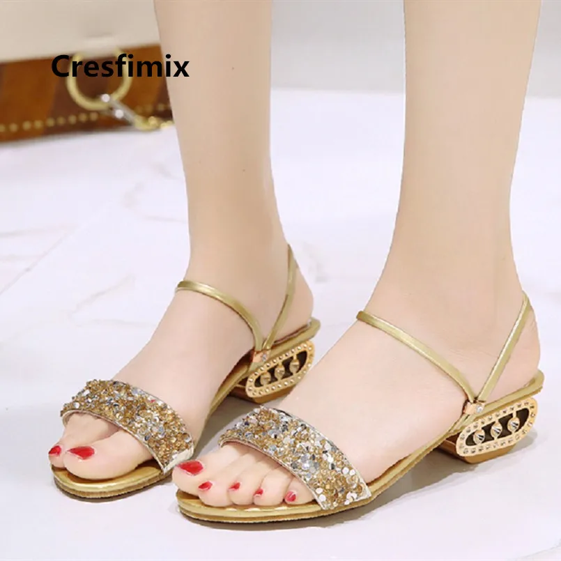 Cresfimix vrouwen sandalen/женские модные весенние золотистые босоножки высокого качества
