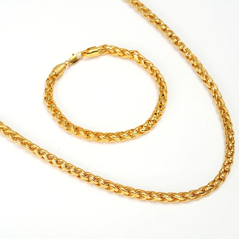 

Brazil Long chain 24 k Yellow Solid Gold Finish 6MM Pillar Rod Cuban Link Chain Men Hip hop Jewelry Wholesale Bracelet Necklace