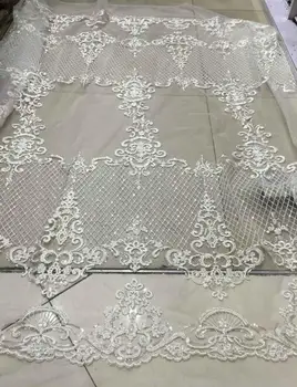 

5yards french net lace David-002 with sequins african tulle lace fabric with sequins for wedding
